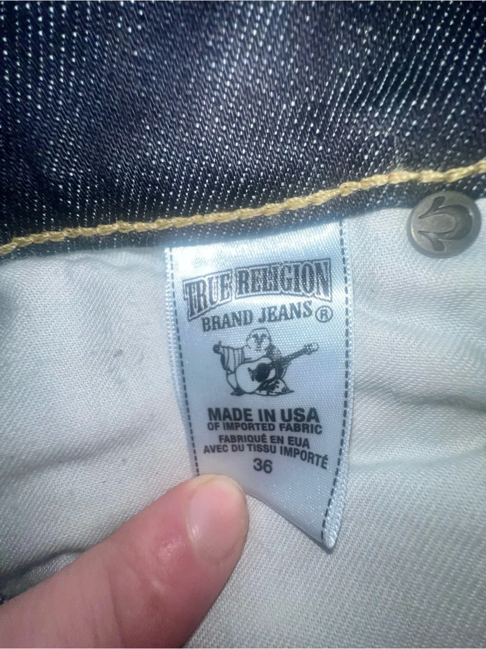 True Religion Ricky Relaxed Straight Jeans Men's Size 36 Dark Wash Made in USA